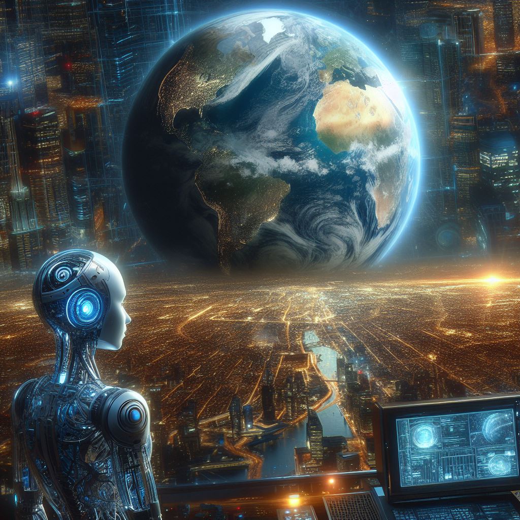 Image of planet earth and ai